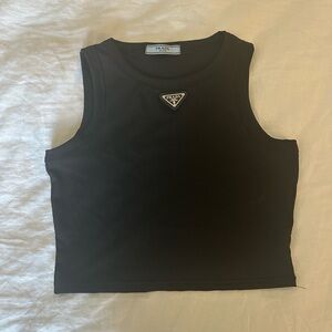 Designer Inspired Black Sleeveless Ribbed Top